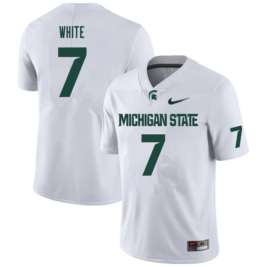 Men #7 Ricky White Michigan State Spartans College Football Jerseys Sale-White